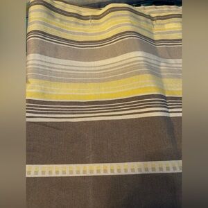 Striped Yellow, White, and Grey Fabric Shower Curtain